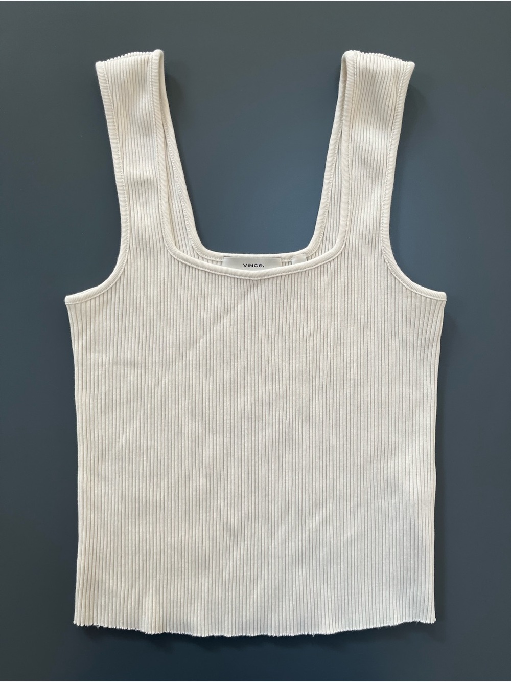 VINCE Square Neck Ribbed Layering Tank Top Size Medium Cotton Luxe Closet Staple